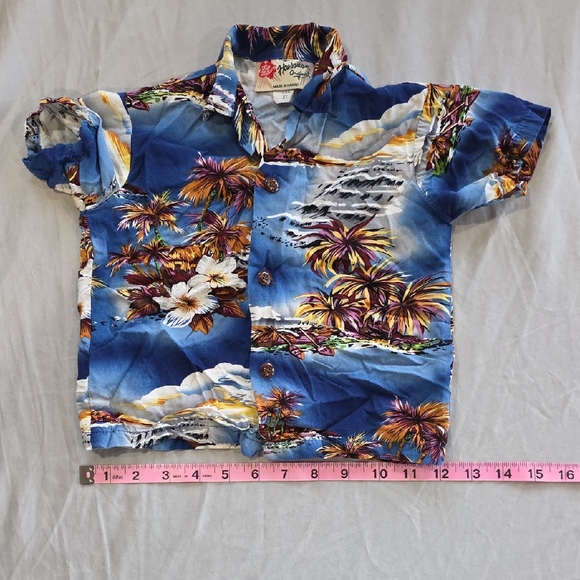 The Hawaiian Original Other - Kids Blue Hawaiian Button-Down Shirt with Tropical Print Camp Shirt